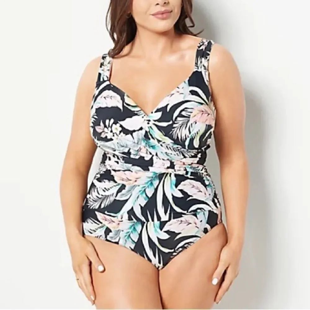 Jantzen Print Surplice Maillot One- Piece Swimsuit